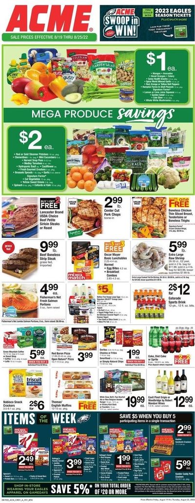 ACME (DE, NJ, NY, PA) Weekly Ad Flyer Specials August 19 to August 25, 2022 ACME (DE, NJ, NY, PA) Weekly Ad Flyer Specials August 19 to August 25, 2022