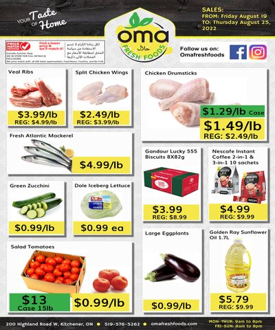 Oma Fresh Foods Flyer August 19 to 25