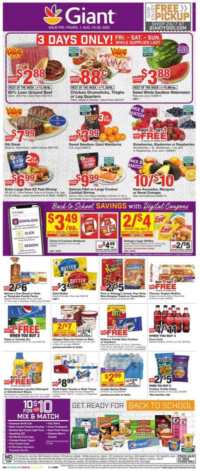 Giant Food (DE, MD, VA) Weekly Ad Flyer Specials August 19 to August 25, 2022
