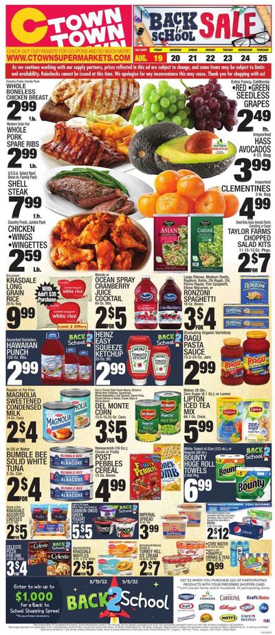 C-Town (CT, FL, MA, NJ, NY, PA) Weekly Ad Flyer Specials August 19 to August 24, 2022