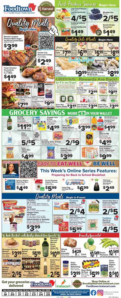 Foodtown (NJ, NY, PA) Weekly Ad Flyer Specials August 19 to August 25, 2022