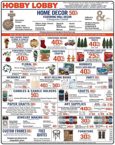 Hobby Lobby Weekly Ad Flyer Specials August 21 to August 27, 2022