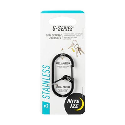 Nite Ize GS2-01-R6 G-Series Dual Chamber Carabiner, Size #2, Black $7.56 (Reg $11.91)