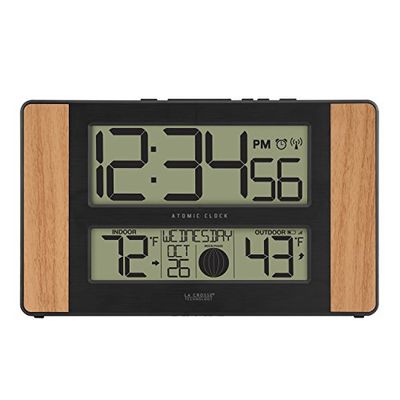 La Crosse Technology 513-1417 Atomic Digital Clock with Outdoor Temperature, Oak Finish $26.28 (Reg $36.32)