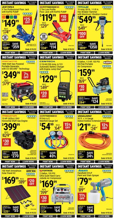 Harbor Freight Weekly Ad Flyer Specials August 22 to September 15, 2022