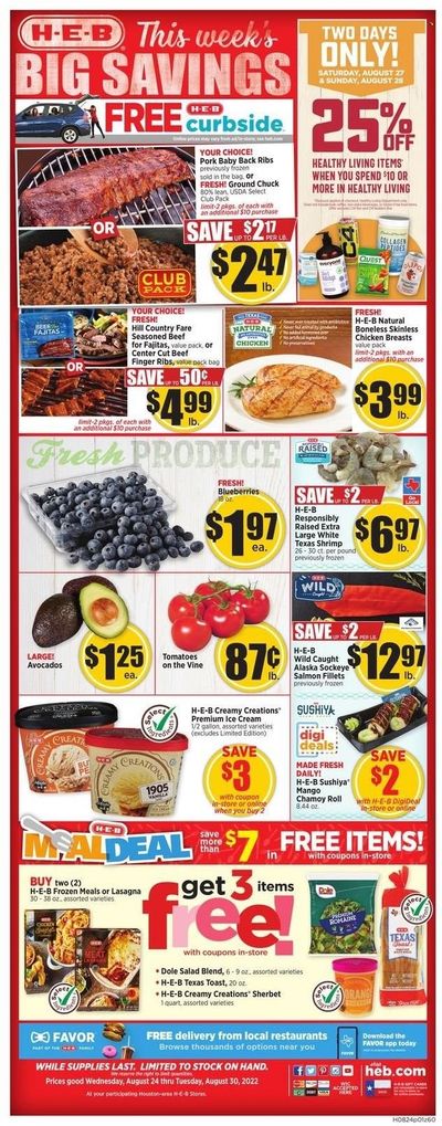 H-E-B (TX) Weekly Ad Flyer Specials August 24 to August 30, 2022
