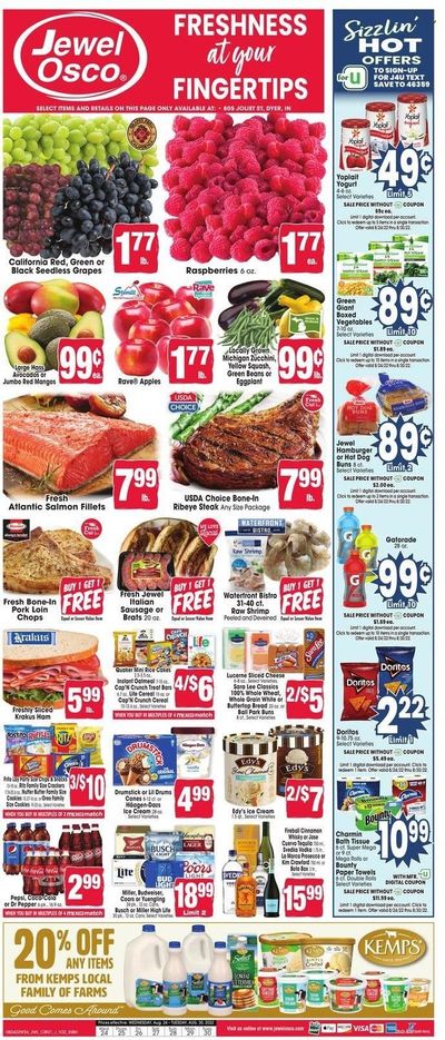 Jewel Osco (IN) Weekly Ad Flyer Specials August 24 to August 30, 2022