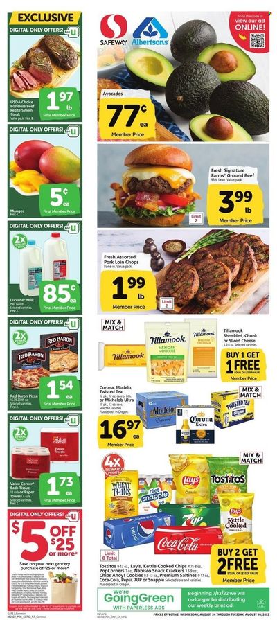 Safeway (OR) Weekly Ad Flyer Specials August 24 to August 30, 2022