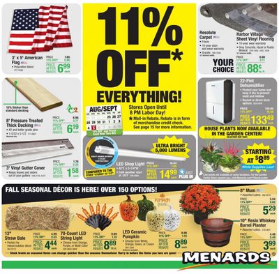 Menards Weekly Ad Flyer Specials August 25 to September 5, 2022