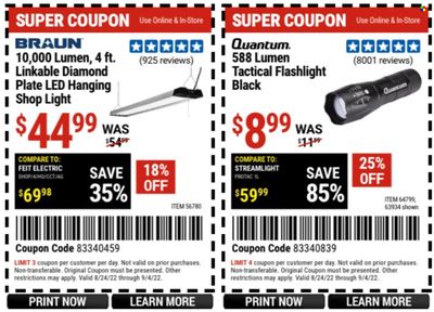 Harbor Freight Weekly Ad Flyer Specials August 24 to September 4, 2022