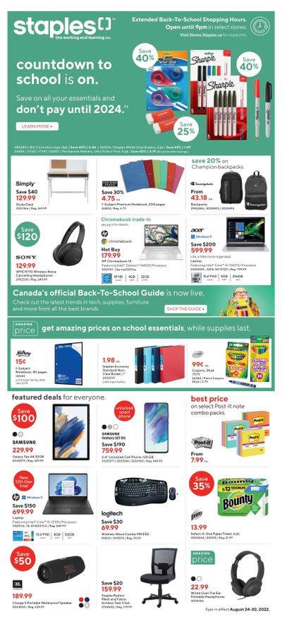 Staples Flyer August 24 to 30