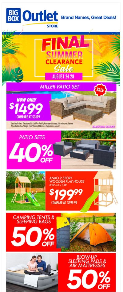 Big Box Outlet Store Flyer August 24 to 28