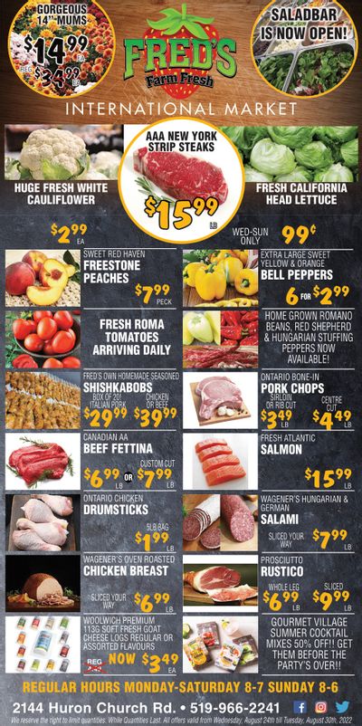 Fred's Farm Fresh Flyer August 24 to 30