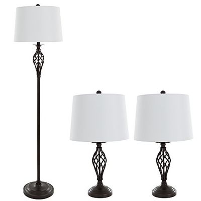 Table Lamps and Floor Lamp Set of 3, Spiral Cage Design (3 LED Bulbs included) by Lavish Home $252.63 (Reg $312.54)