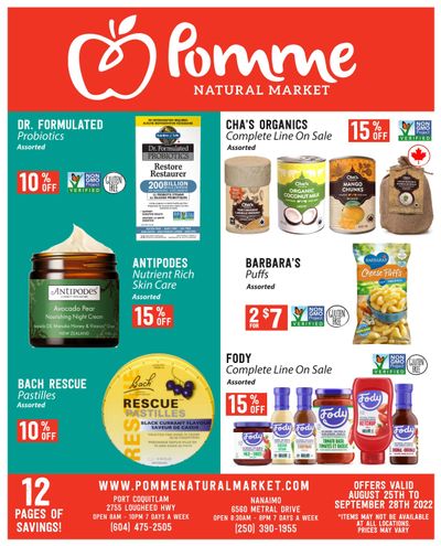 Pomme Natural Market Monthly Flyer August 25 to September 28