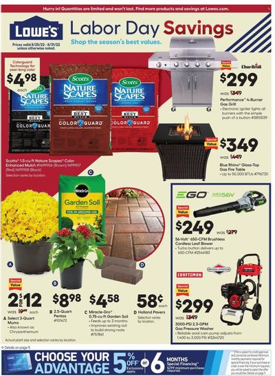 Lowe's Weekly Ad Flyer Specials August 25 to August 31, 2022