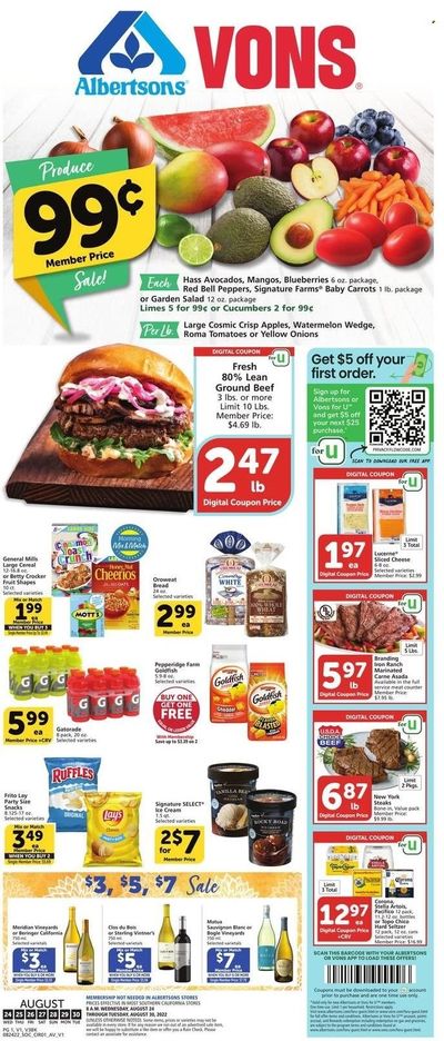 Vons (CA) Weekly Ad Flyer Specials August 24 to August 30, 2022