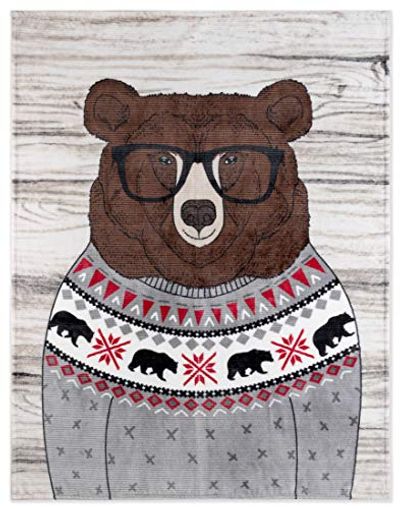 Safdie & Co. 65903.Z.01 Premium Printed Flannel 60"x48"-Super Soft, Lightweight, Microplush, Cozy and Functional Throw Blanket (Bear), Multi $13.99 (Reg $18.76)
