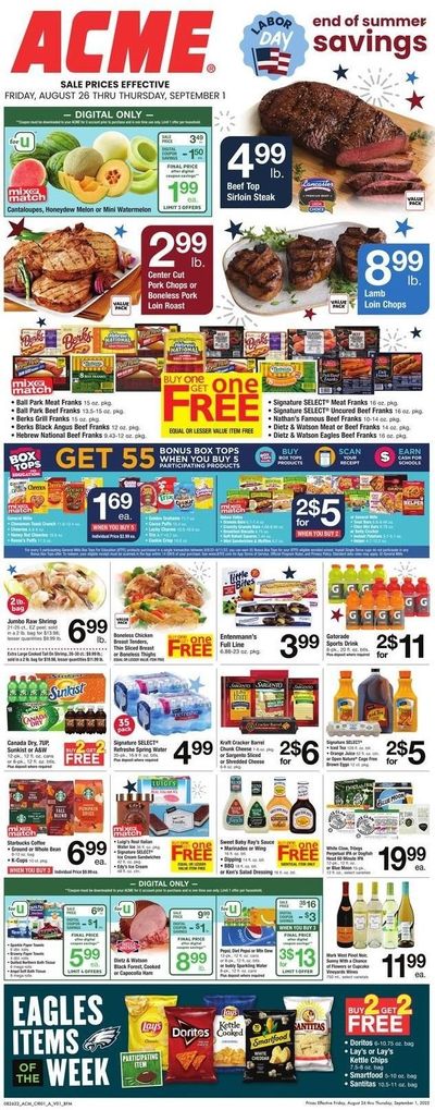 ACME (DE, NJ, NY, PA) Weekly Ad Flyer Specials August 26 to September 1, 2022