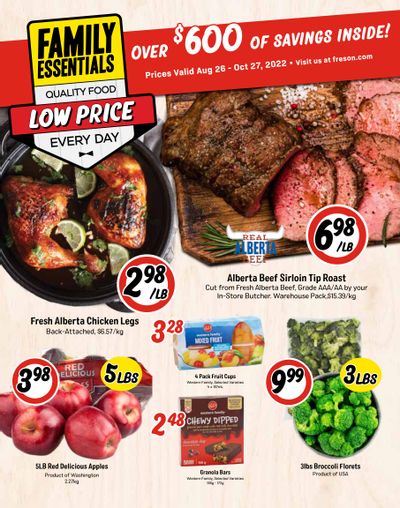 Freson Bros. Family Essentials Flyer August 26 to October 27