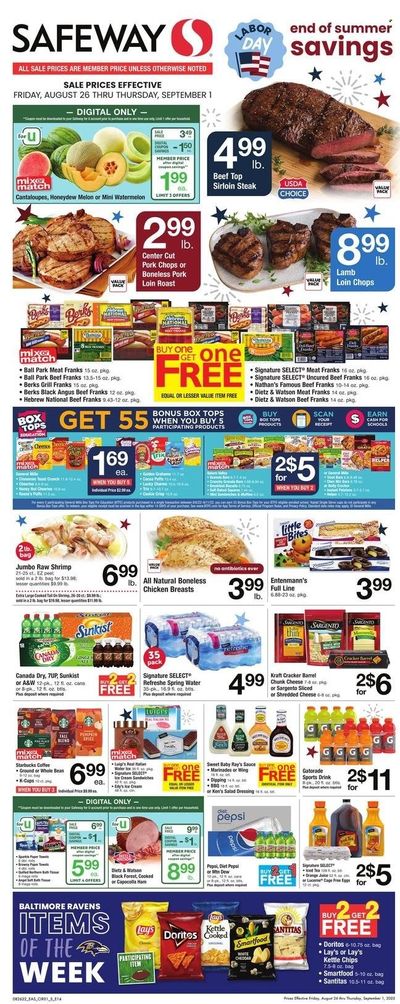 Safeway (MD, VA) Weekly Ad Flyer Specials August 26 to September 1, 2022