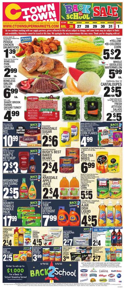 C-Town (CT, FL, MA, NJ, NY, PA) Weekly Ad Flyer Specials August 26 to September 1, 2022