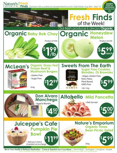Nature's Emporium Weekly Flyer August 26 to September 1