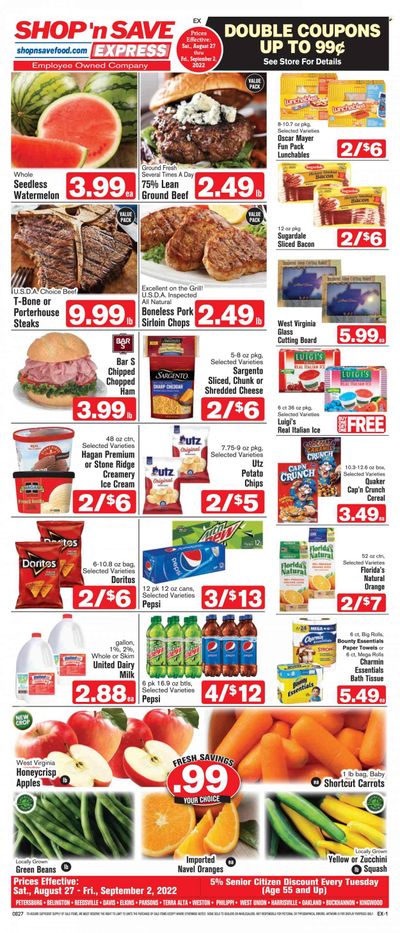 Shop ‘n Save Express (MD, PA, WV) Weekly Ad Flyer Specials August 27 to September 2, 2022
