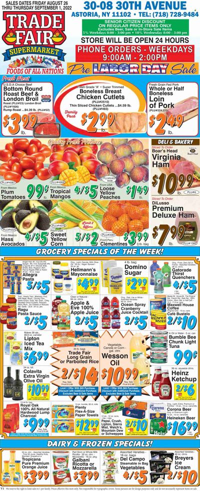 Trade Fair Supermarket (NY) Weekly Ad Flyer Specials August 26 to September 1, 2022
