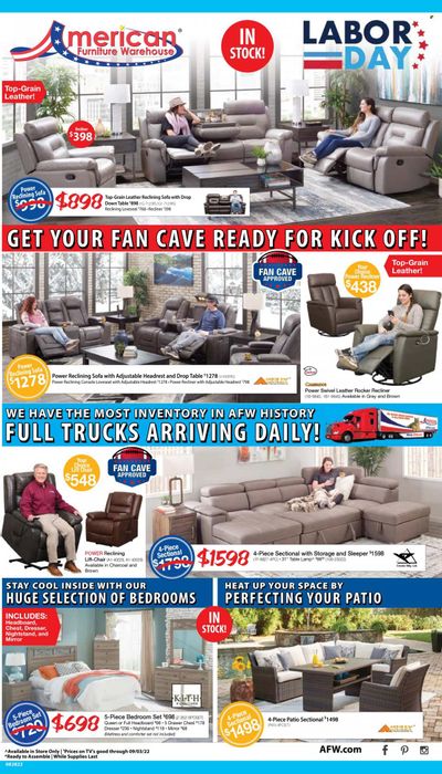 American Furniture Warehouse (AZ, CO, TX) Weekly Ad Flyer Specials August 28 to September 3, 2022