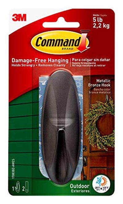 Command Outdoor Hook, Decorate Damage-Free, Water-Resistant Adhesive, Large (17083BZ-AWES) $5.03 (Reg $6.68)