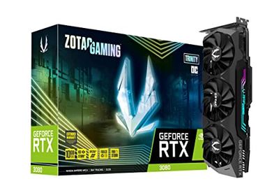 ZOTAC Gaming GeForce RTX™ 3080 Trinity OC LHR 10GB GDDR6X 320-bit 19 Gbps PCIE 4.0 Gaming Graphics Card, IceStorm 2.0 Advanced Cooling, Spectra 2.0 RGB Lighting, ZT-A30800J-10PLHR $907.99 (Reg $1107.99) ZOTAC Gaming GeForce RTX™ 3080 Trinity OC LHR 10GB GDDR6X 320-bit 19 Gbps PCIE 4.0 Gaming Graphics Card, IceStorm 2.0 Advanced Cooling, Spectra 2.0 RGB Lighting, ZT-A30800J-10PLHR $907.99 (Reg $1107.99)