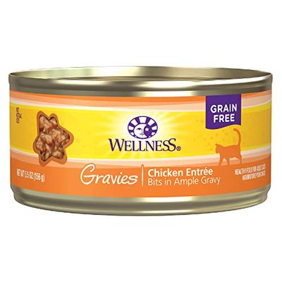 Wellness Complete Health Gravies Grain Free Canned Cat Food, Chicken Dinner, 5.5 Ounces (Pack of 12) $33.48 (Reg $50.27)