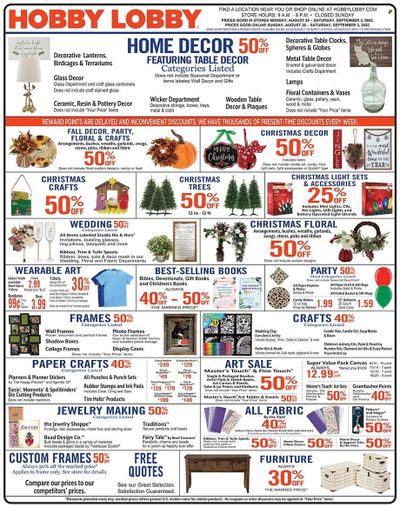 Hobby Lobby Weekly Ad Flyer Specials August 28 to September 3, 2022