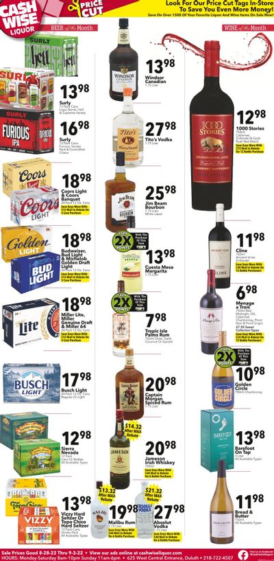 Cash Wise Liquor Only (MN) Weekly Ad Flyer Specials August 28 to September 3, 2022
