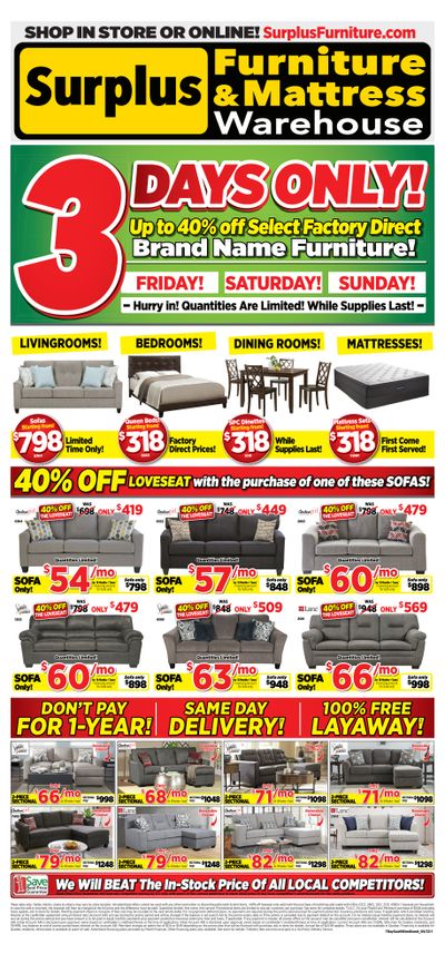 Surplus Furniture & Mattress Warehouse (Thunder Bay) Flyer August 29 to September 4