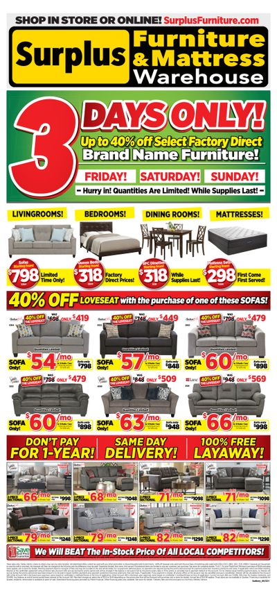 Surplus Furniture & Mattress Warehouse (Sudbury) Flyer August 29 to September 4