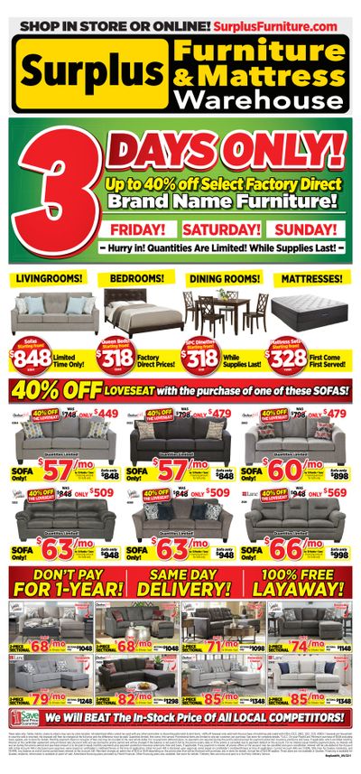 Surplus Furniture & Mattress Warehouse (Saskatoon) Flyer August 29 to September 4