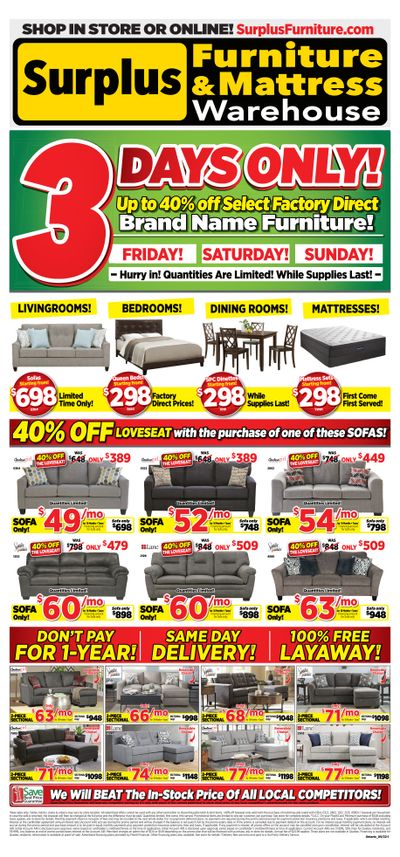 Surplus Furniture & Mattress Warehouse (Owen Sound) Flyer August 29 to September 4
