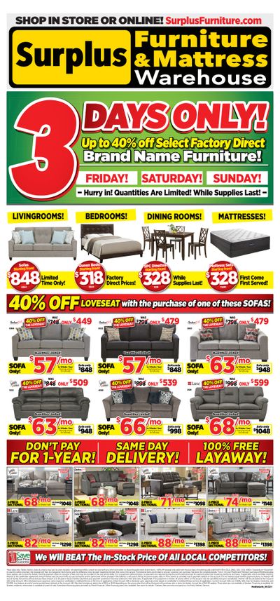 Surplus Furniture & Mattress Warehouse (Lethbridge) Flyer August 29 to September 4