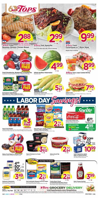 Tops Weekly Ad Flyer Specials August 28 to September 3, 2022