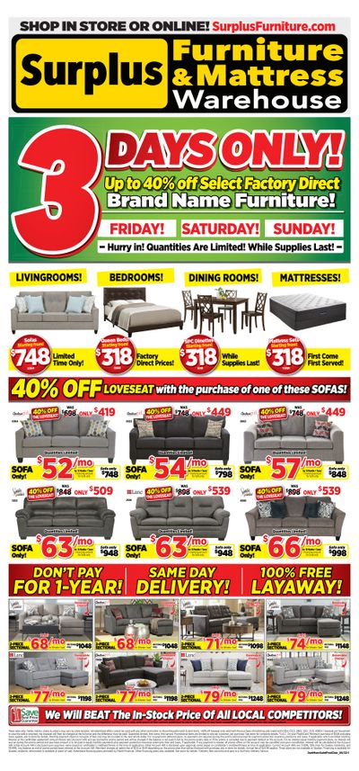 Surplus Furniture & Mattress Warehouse (Dartmouth) Flyer August 29 to September 4