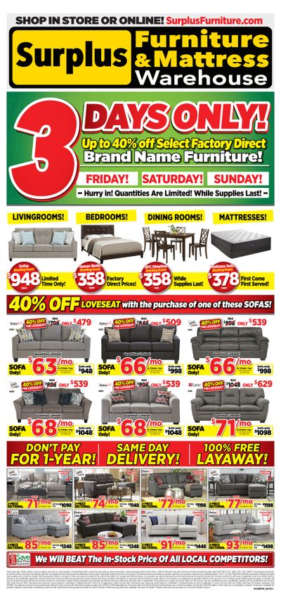 Surplus Furniture & Mattress Warehouse (Corner Brook) Flyer August 29 to September 4