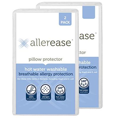 Aller-Ease Washable Hot Water Wash Pillow Protector, 2 Pack, White 2 Count $20.96 (Reg $29.96)