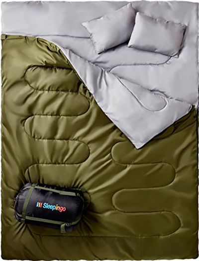 Sleepingo Double Sleeping Bag for Backpacking, Camping, Or Hiking. Queen Size XL! Cold Weather 2 Person Waterproof Sleeping Bag for Adults Or Teens. Truck, Tent, Or Sleeping Pad, Lightweight $98.22 (Reg $137.36)