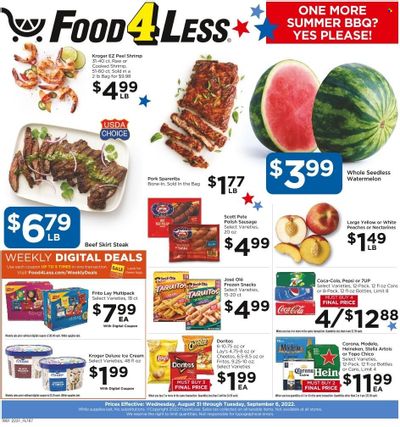 Food 4 Less (IN) Weekly Ad Flyer Specials August 31 to September 6, 2022