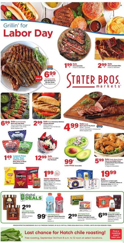 Stater Bros. (CA) Weekly Ad Flyer Specials August 31 to September 6, 2022