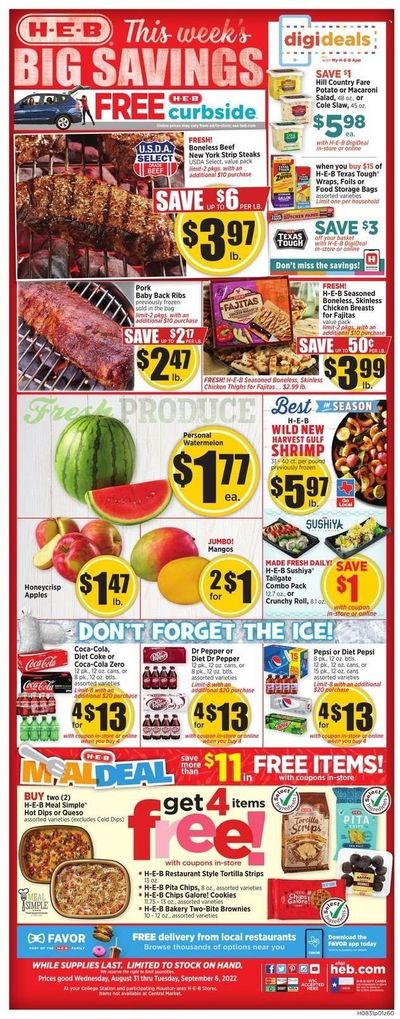H-E-B (TX) Weekly Ad Flyer Specials August 31 to September 6, 2022