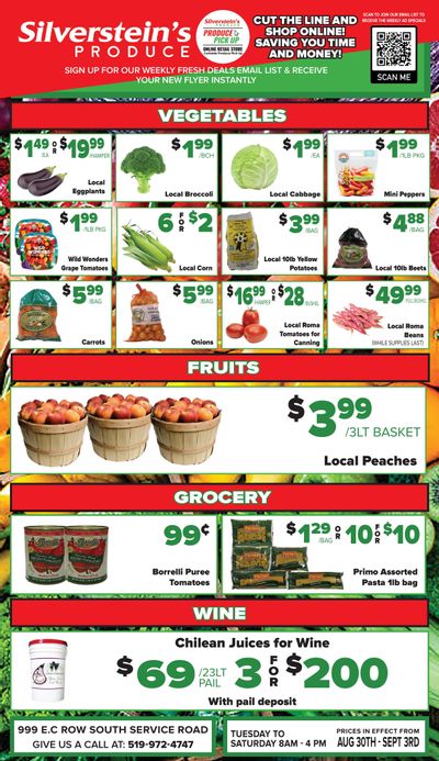 Silverstein's Produce Flyer August 30 to September 3