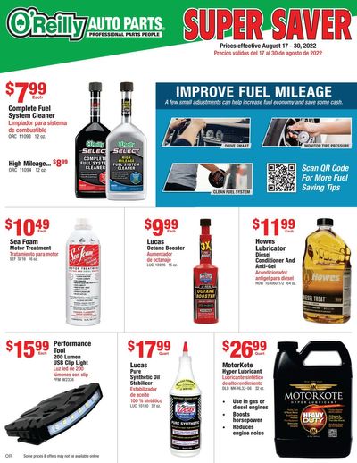 O'Reilly Auto Parts Weekly Ad Flyer Specials August 17 to August 30, 2022